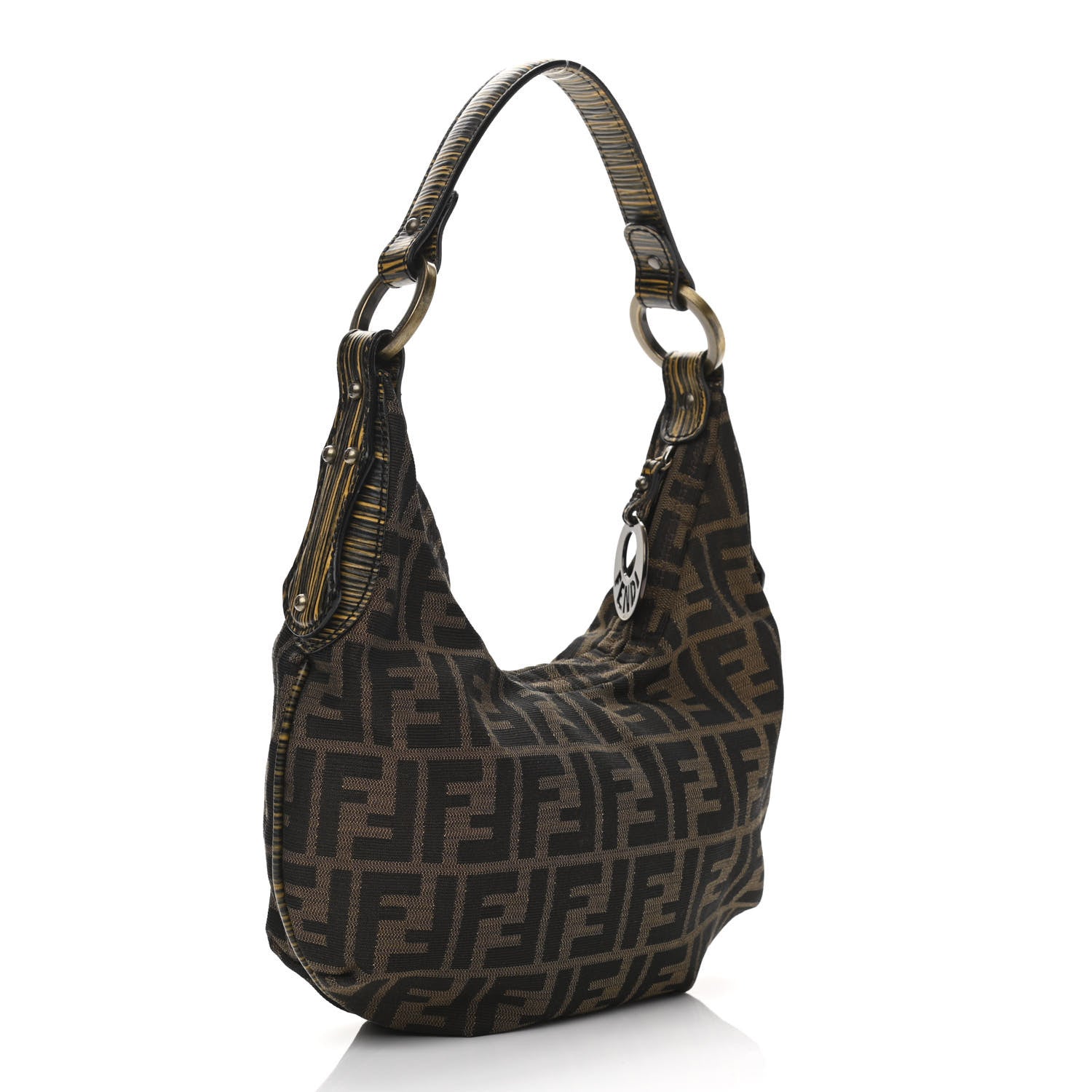 Fendi Zucca Vitello Elite Small Chef Hobo Tobacco Moro Giallo 3 of 12