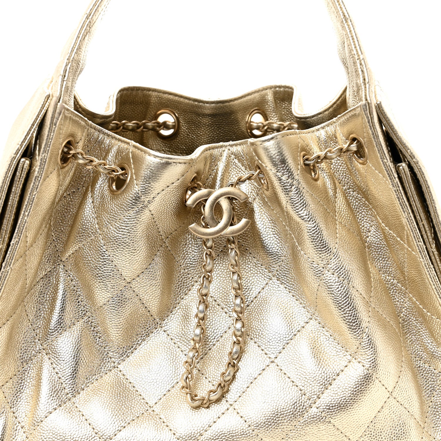 Chanel Metallic Caviar Quilted Small Chanel 25 Handbag Gold 8 of 10