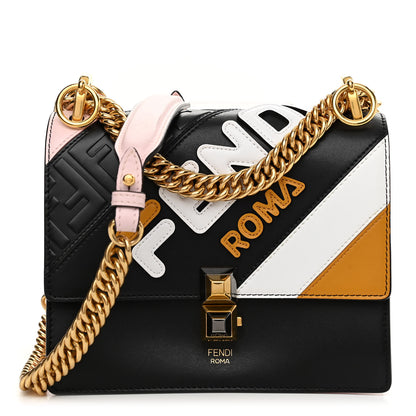 Fendi X FILA Vitello Liberty Mania Bi-Color FF 1974 Embossed Small Kan I Shoulder Bag Black Confetto Multicolor 1 of 11