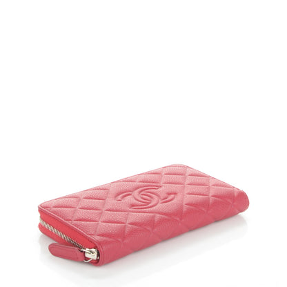 Chanel Caviar Quilted Diamond CC Zip Around Wallet Dark Fuchsia 4 of 8
