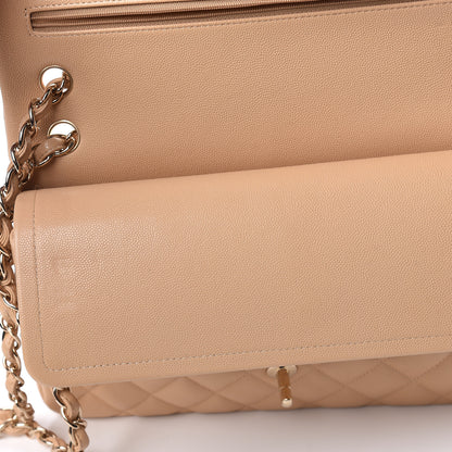 Chanel Caviar Quilted Jumbo Double Flap Light Beige 17 of 19