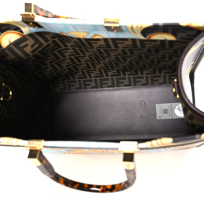 Fendi X VERSACE Calfskin Plexiglass Fendace FF Baroque Print Medium Fendi Sunshine Shopper Tote Gold Multicolor 5 of 10
