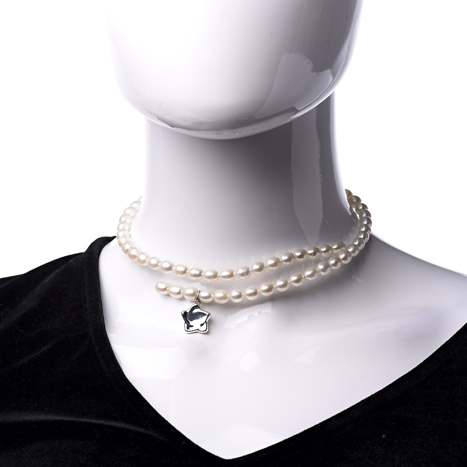 Tiffany Sterling Silver Pearl Elsa Peretti Star Pendant Necklace 2 of 5