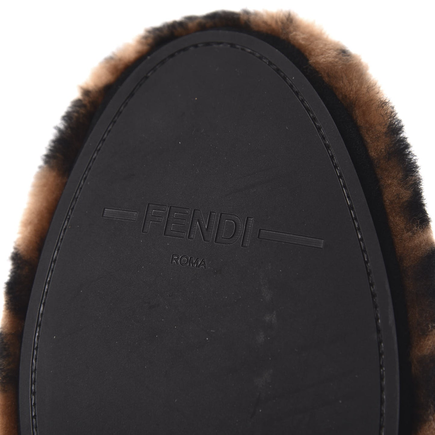 Shearling Nappa FF Slippers 39 Tobacco Black