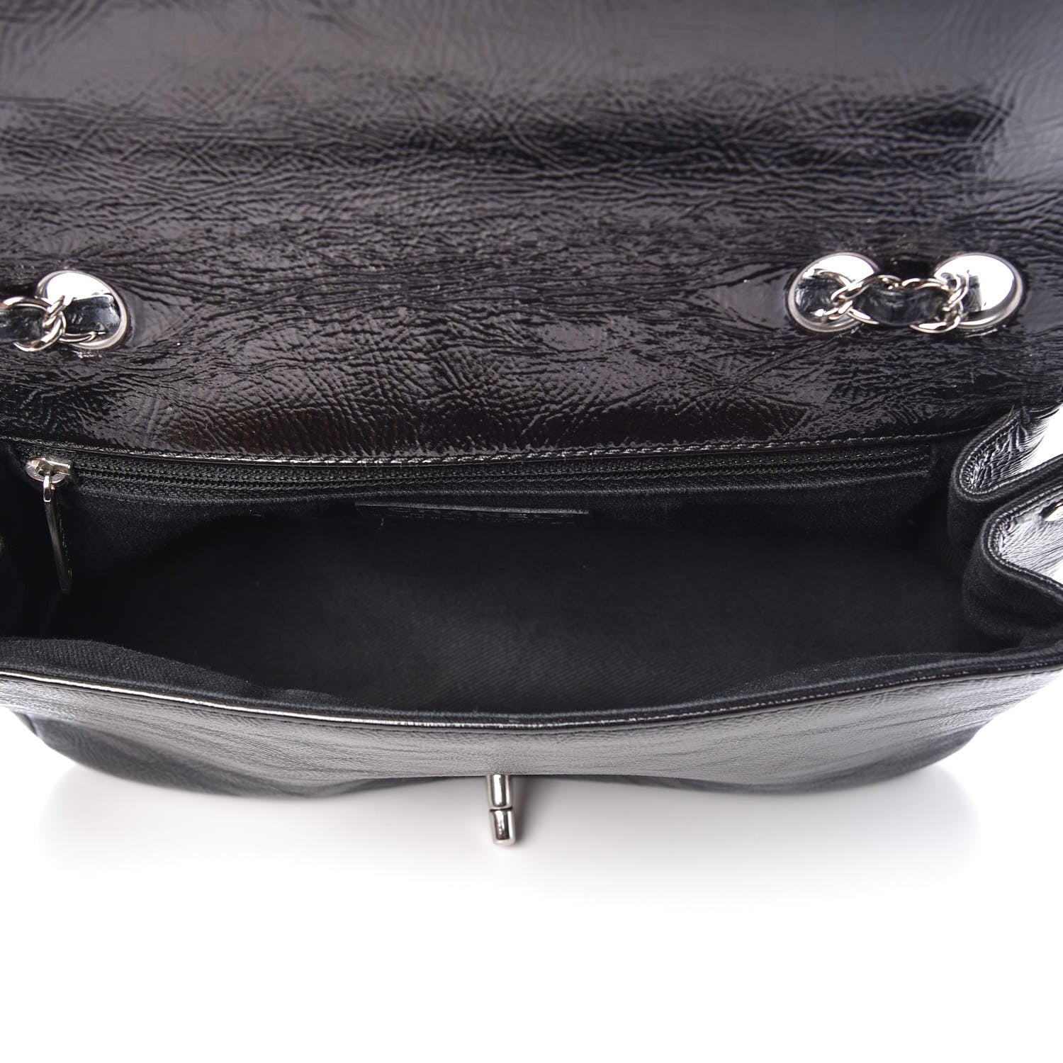 Chanel Distressed Patent Calfskin Small Frame Single Flap Black 5 of 7