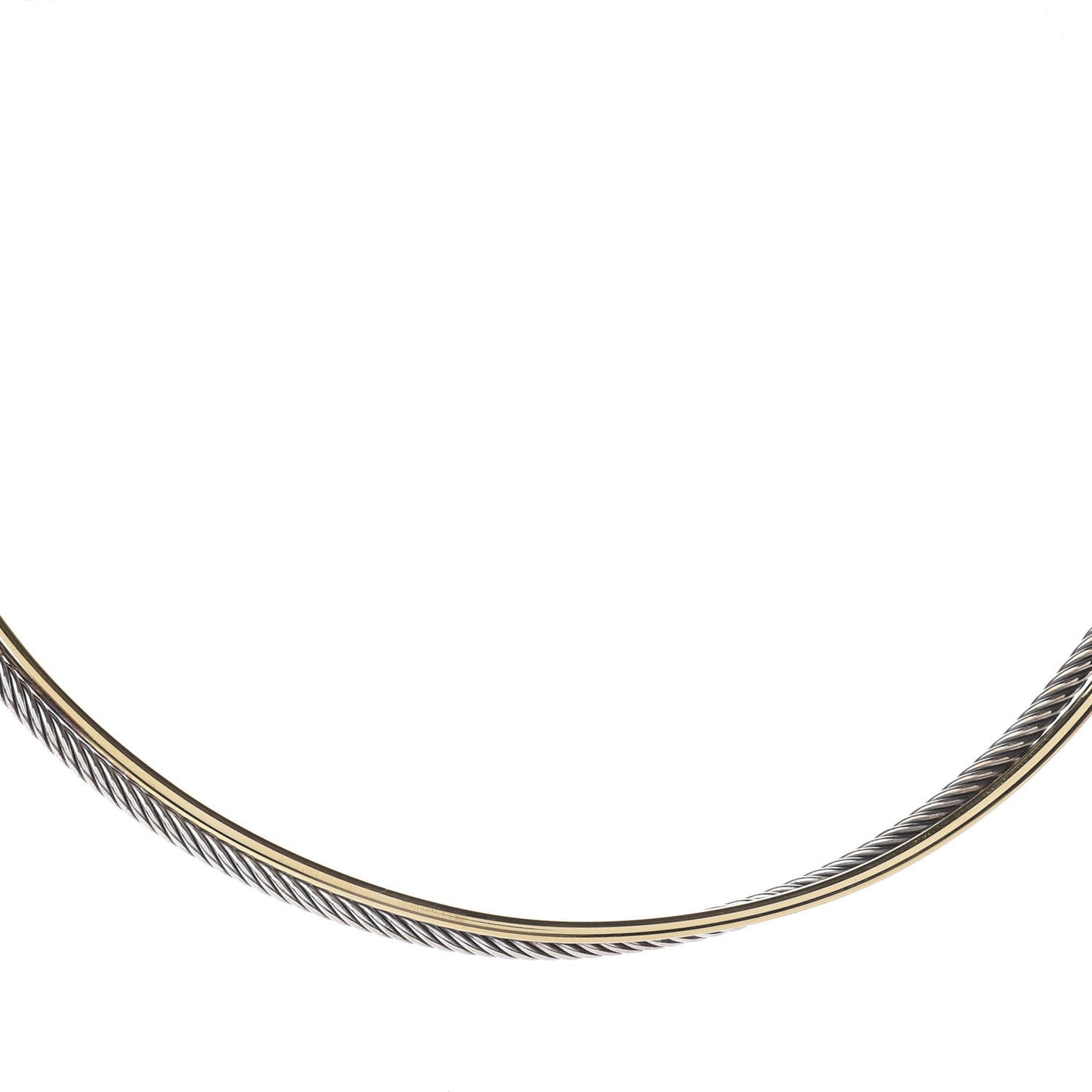 Sterling Silver 18K Yellow Gold Crossover Cable Choker Necklace