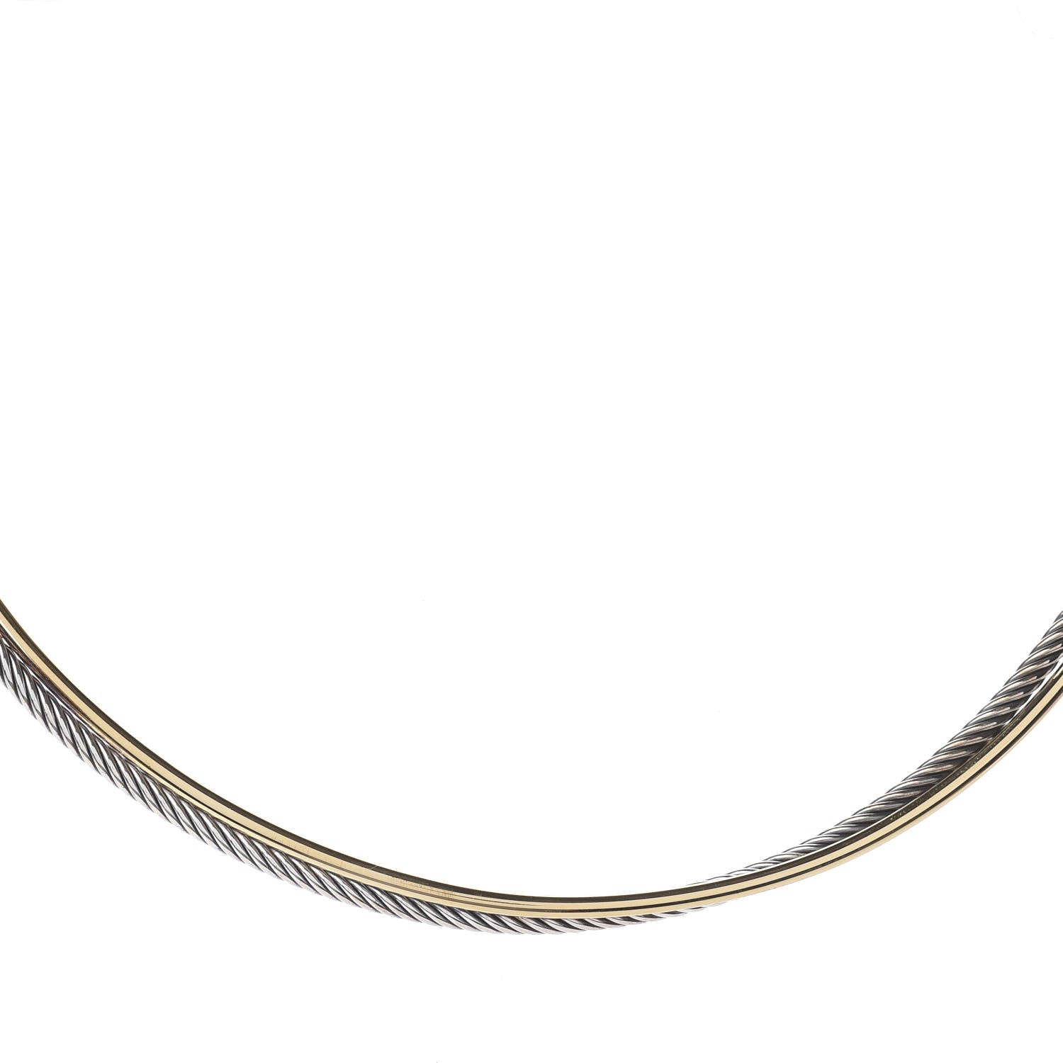 David Yurman Sterling Silver 18K Yellow Gold Crossover Cable Choker Necklace 3 of 4