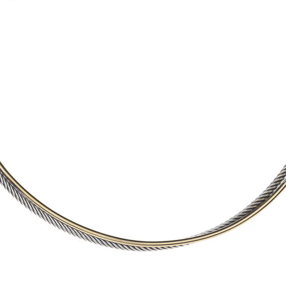David Yurman Sterling Silver 18K Yellow Gold Crossover Cable Choker Necklace 3 of 4