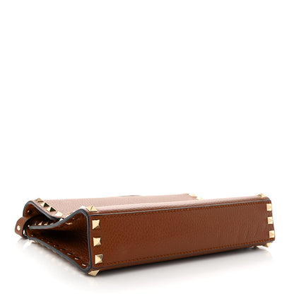 Valentino Garavani Pebbled Calfskin Medium Rockstud Flip Lock Crossbody Bag Bright Cognac 4 of 16