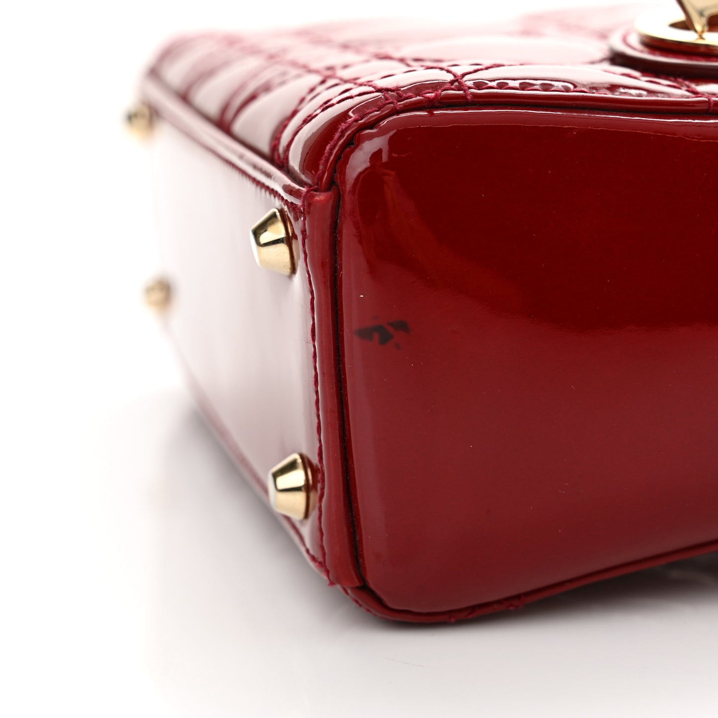Patent Cannage Mini Lady Dior Red