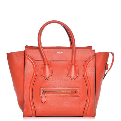 Celine Drummed Calfskin Mini Luggage Vermillion 1 of 9