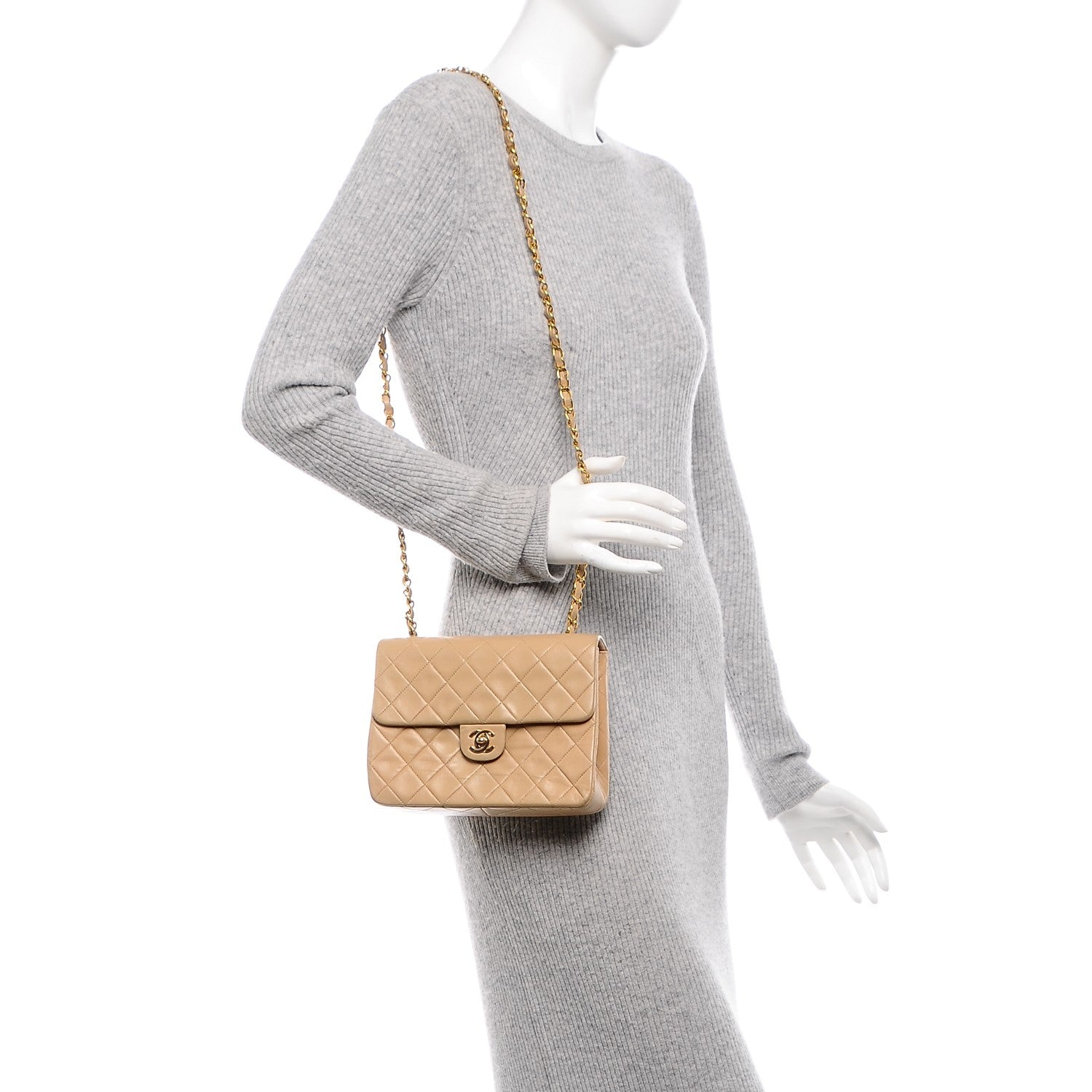Chanel Lambskin Quilted Small Single Flap Beige 2 of 8