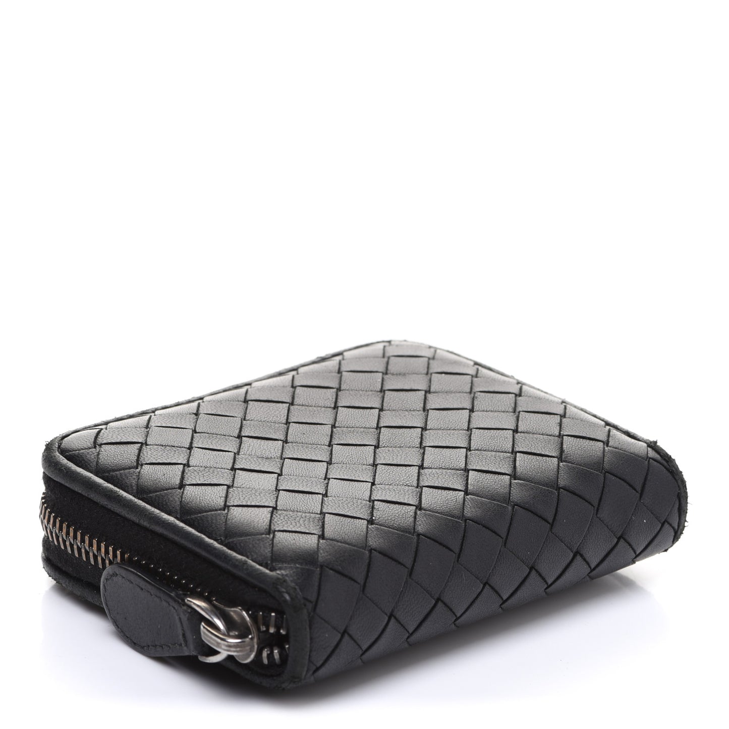 Nappa Intrecciato Zip Around Coin Purse Black