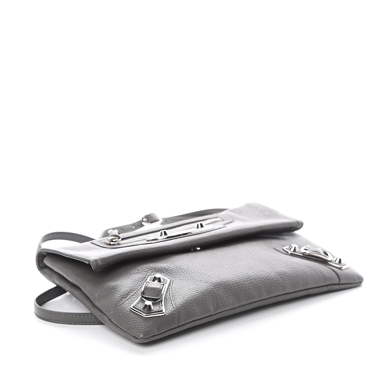 Balenciaga Chevre Silver Metallic Edge Hardware Envelope Clutch Gris Acier 3 of 8