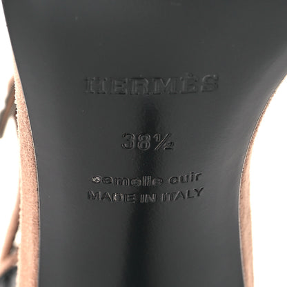 Hermes Suede Goatskin Crystal Heden 80 Sandals 38.5 Rose Perle 7 of 9