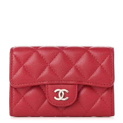 Chanel Caviar Quilted Flap Card Holder Dark Red 1 of 8