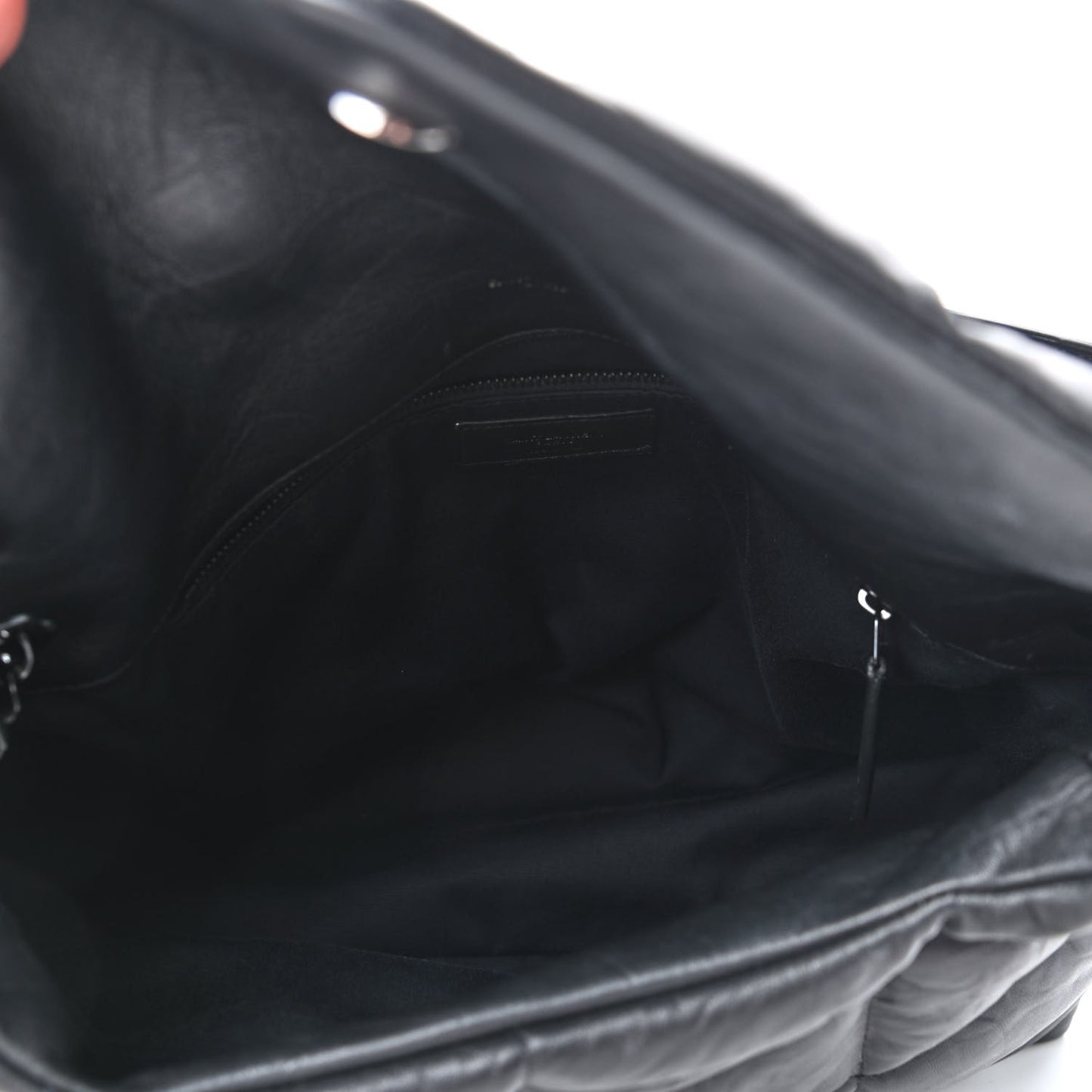 Calfskin Quilted Medium Loulou Puffer Monogram Chain Satchel Black
