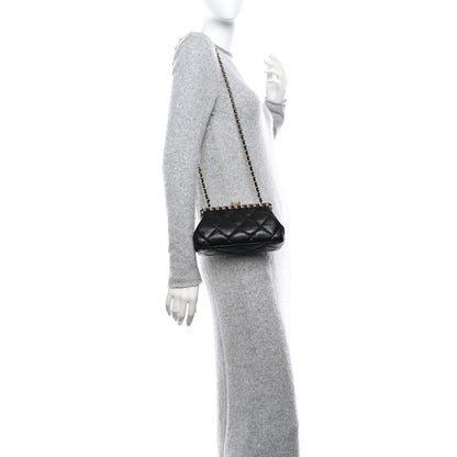 Chanel Lambskin Quilted CC Kisslock Clutch Black 2 of 11