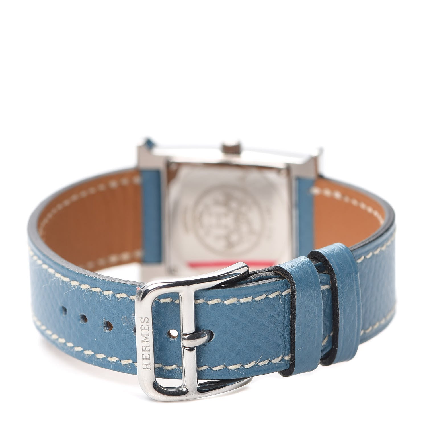 Hermes Stainless Steel Courchevel 21mm Heure H Hour Quartz Watch Blue Jean 3 of 5