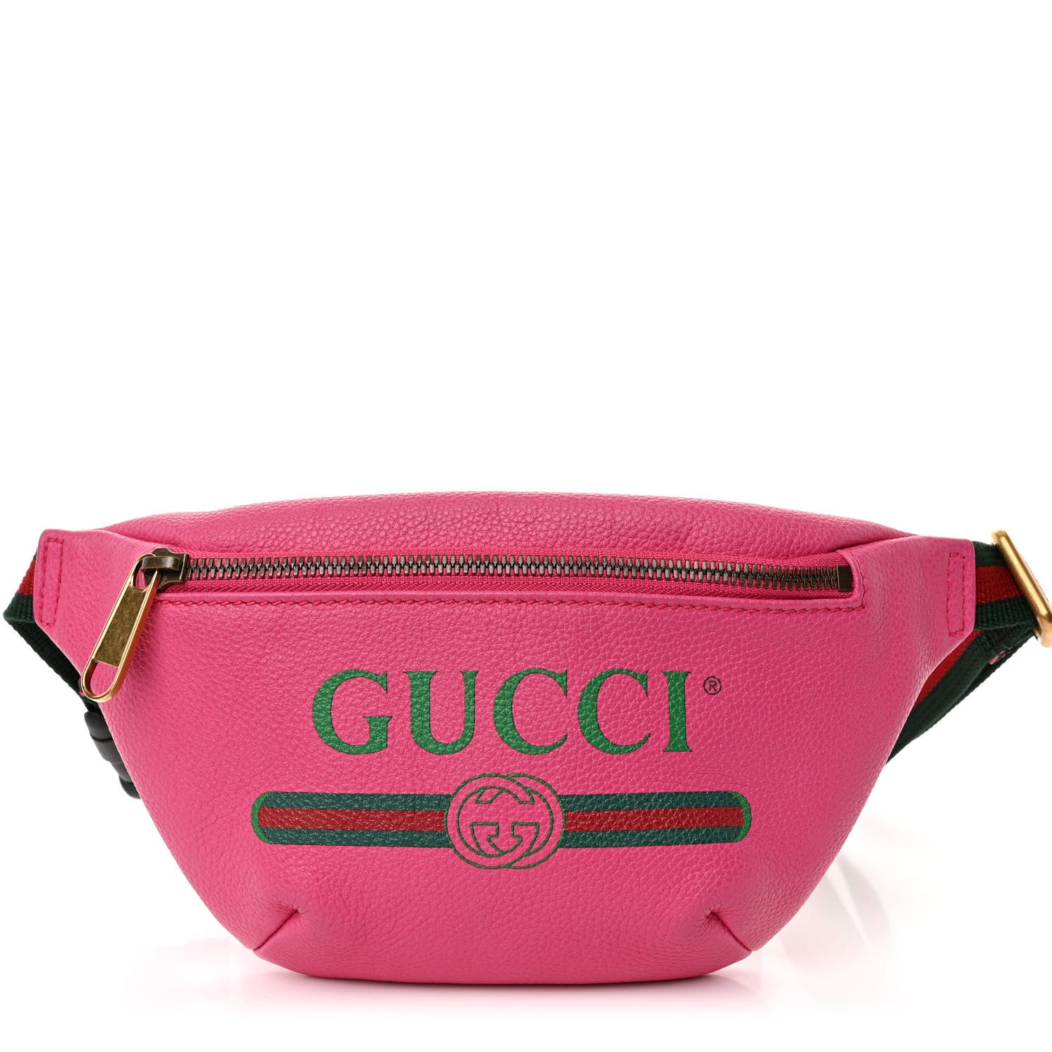 Gucci Grained Calfskin Small Logo Belt Bag Box Pink Green 1 of 10