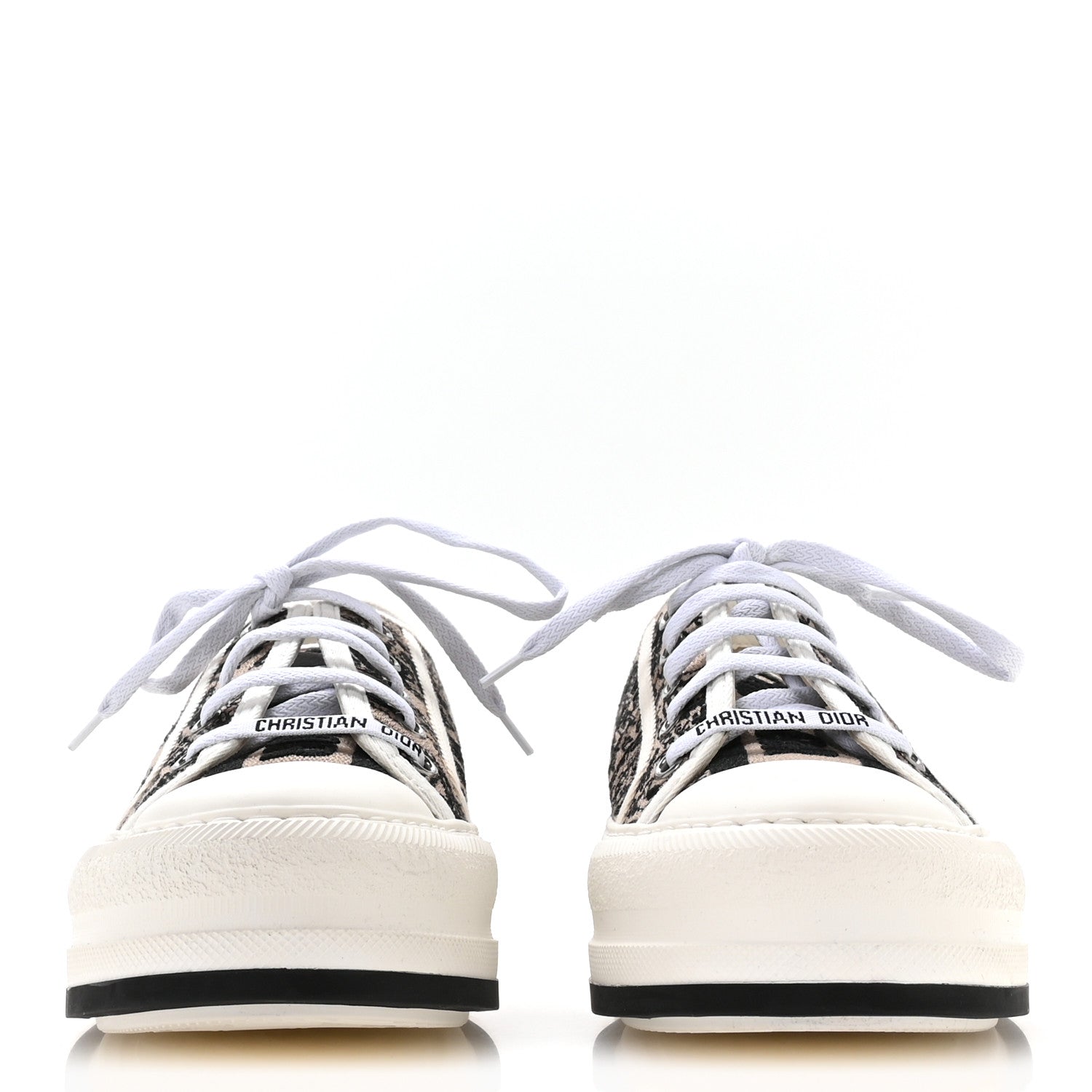 Christian Dior Canvas Embroidered Plan De Paris Womens Walk'N'Dior Low Top Sneakers 38 Beige Black 3 of 8
