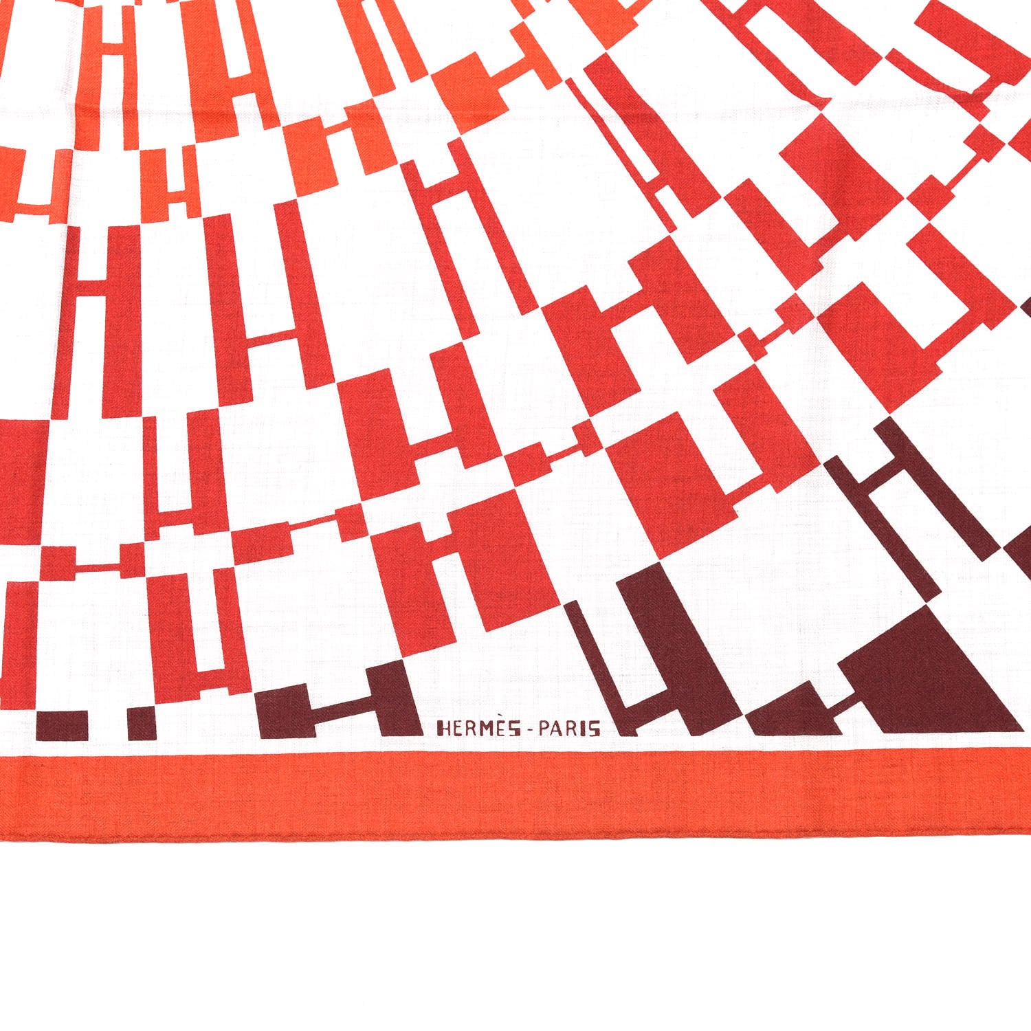 Hermes Cashmere Silk Op'H Shawl 140 Gris Chine Rouge H 3 of 5