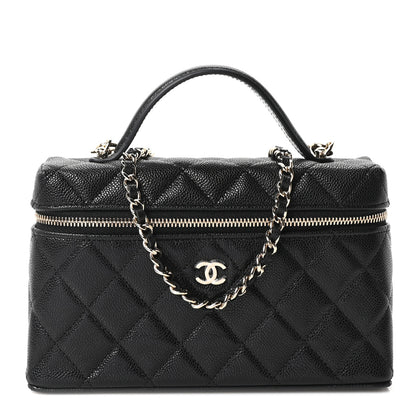 Chanel Caviar Quilted Top Handle Slim Vanity With Chain Black 1 of 11