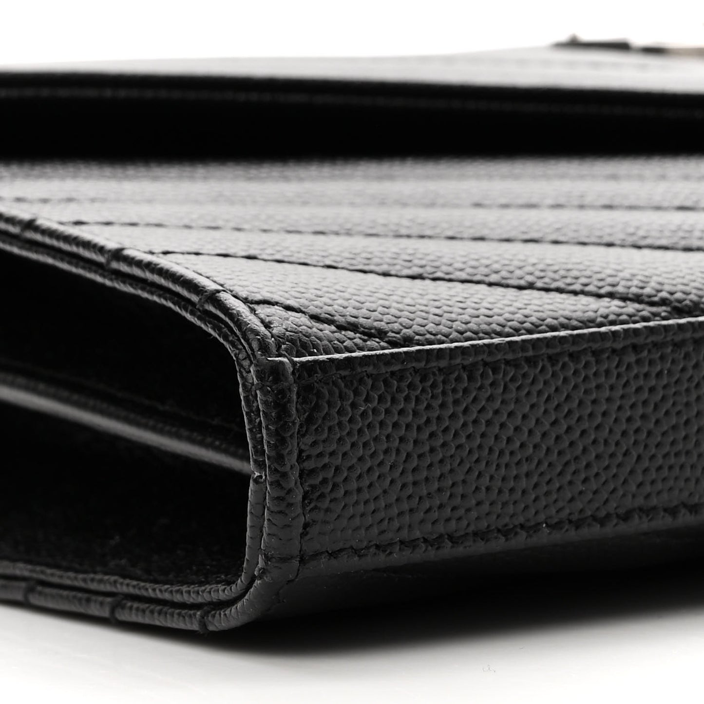 Grain De Poudre Matelasse Chevron Monogram Chain Wallet Black