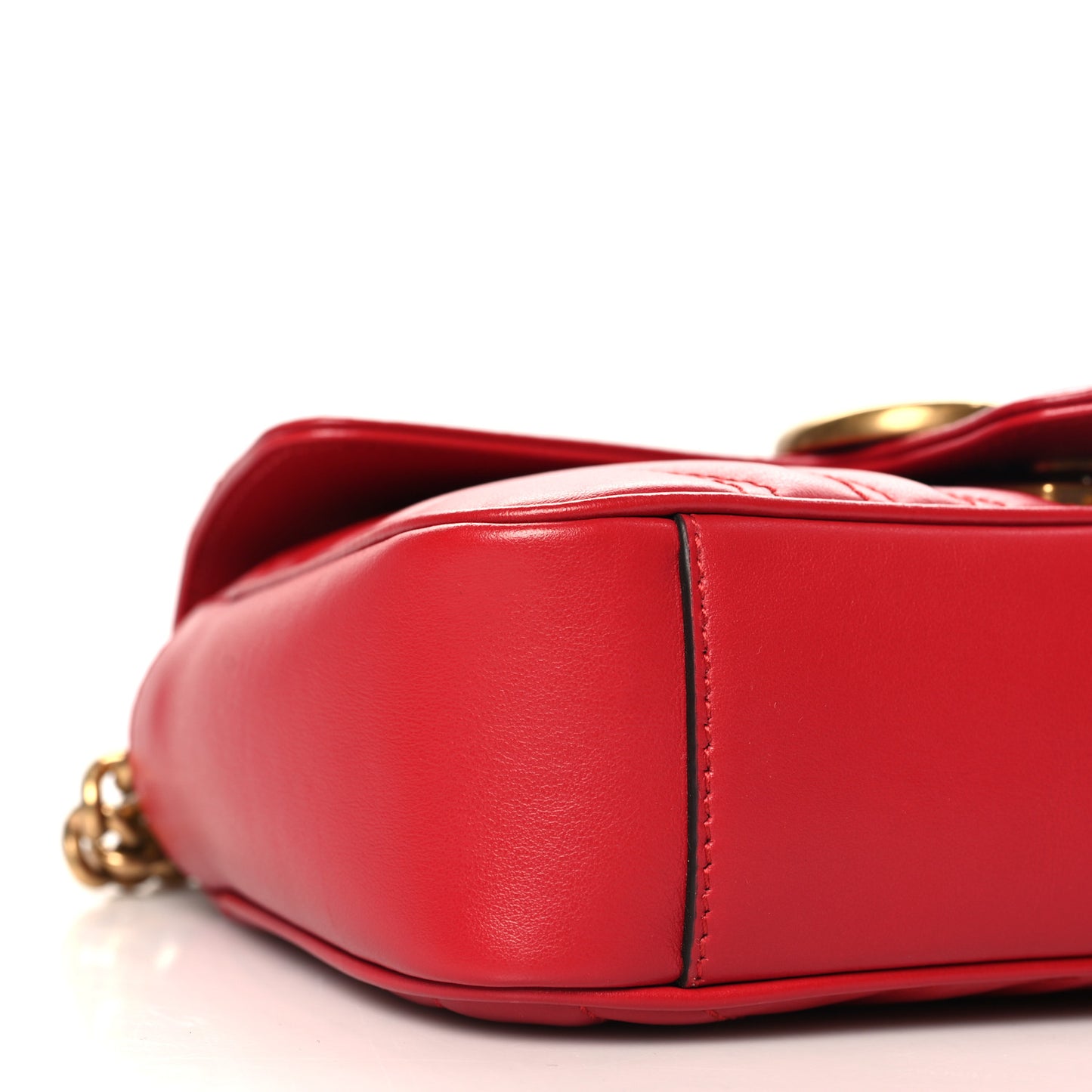 Calfskin Matelasse Mini GG Marmont Shoulder Bag Hibiscus Red
