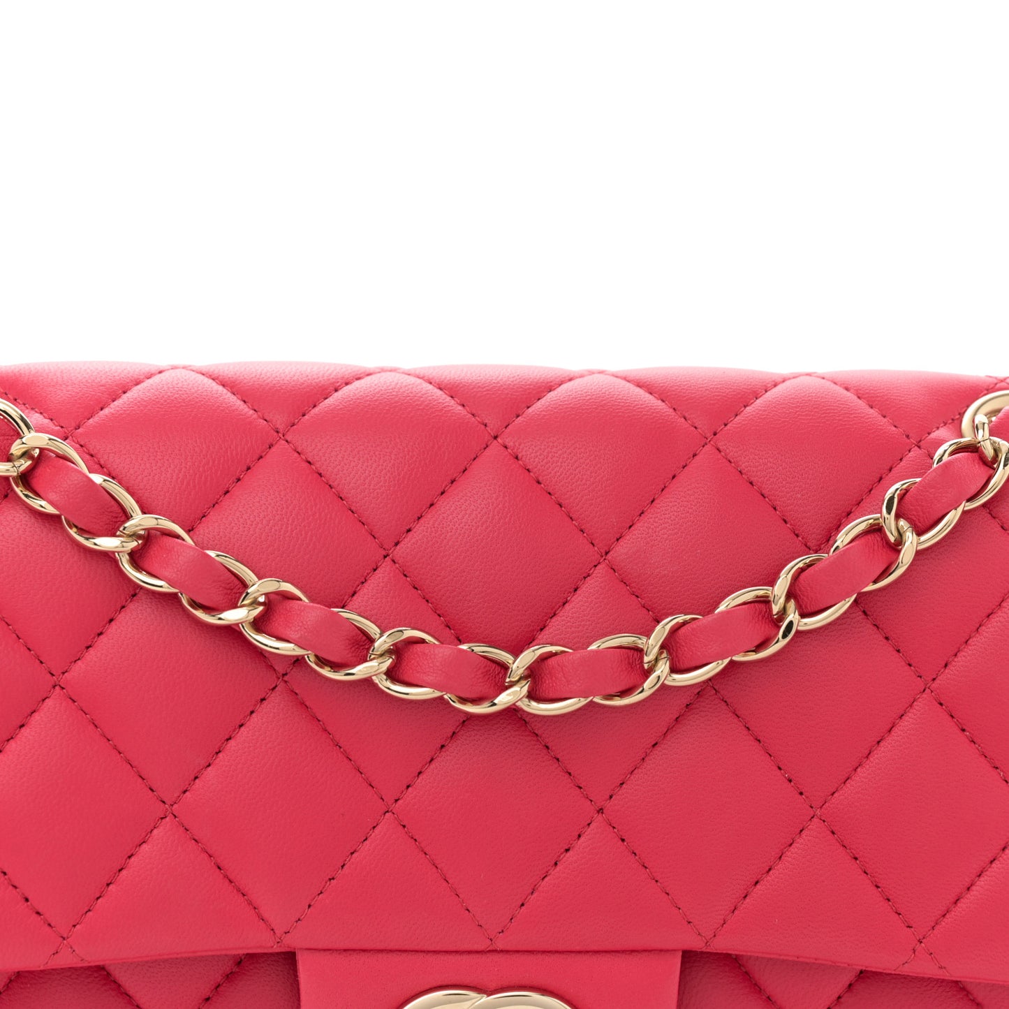 Lambskin Quilted Small Double Flap Dark Pink
