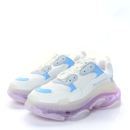 Balenciaga Fabric Mesh Clear Sole Womens Triple S Sneakers 37 Light Blue Grey Lilac White 3 of 8