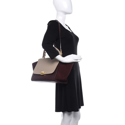 Celine Smooth Calfskin Suede Medium Bi-Color Trapeze Burgundy 2 of 10