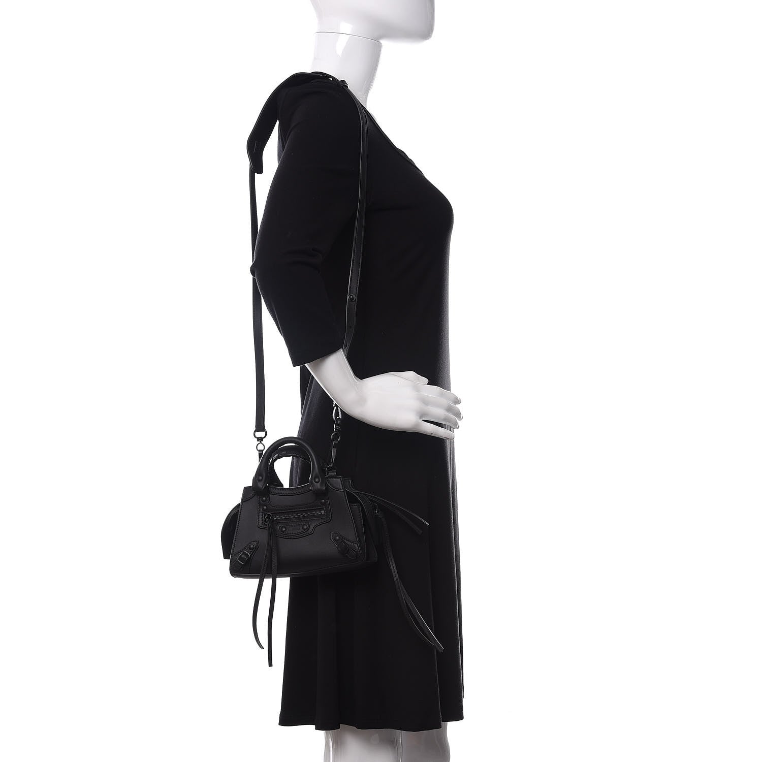 Balenciaga Smooth Calfskin Neo Classic Black Hardware Nano City Crossbody Black 2 of 9