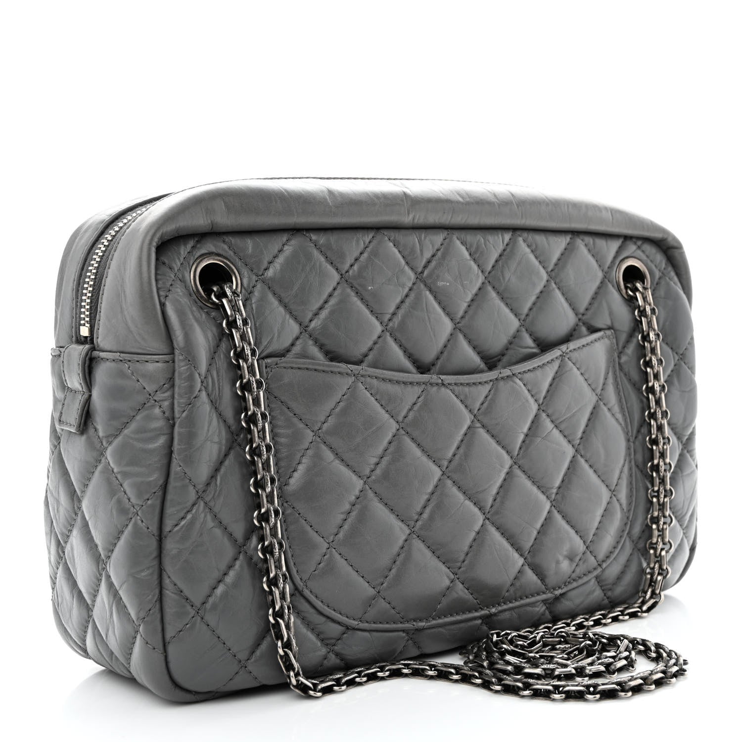 Chanel Aged Calfskin Quilted Medium Reissue Camera Case Grey 3 of 11