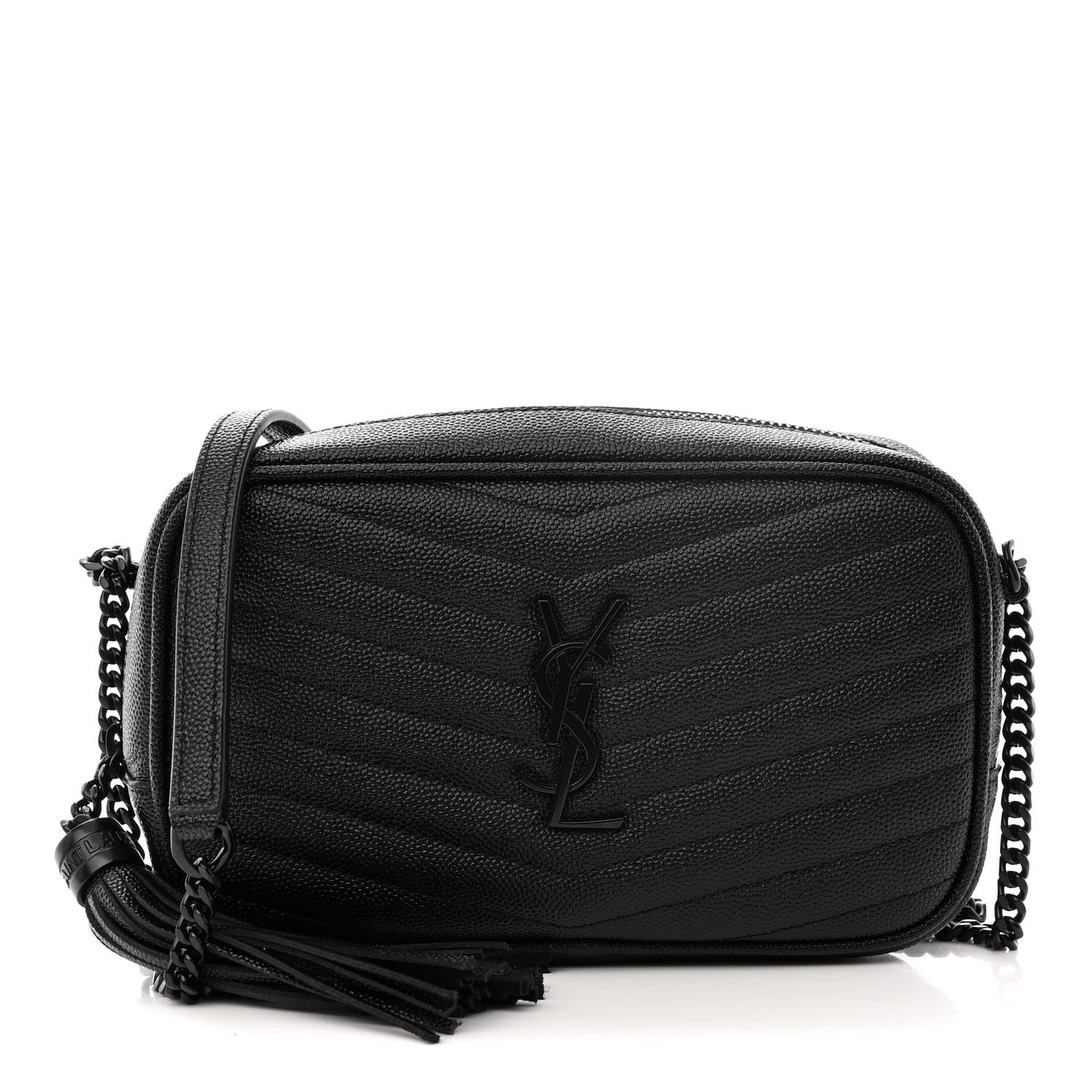 Saint Laurent Grain De Poudre Matelasse Monochrome Monogram Mini Lou Camera Bag Black 1 of 11