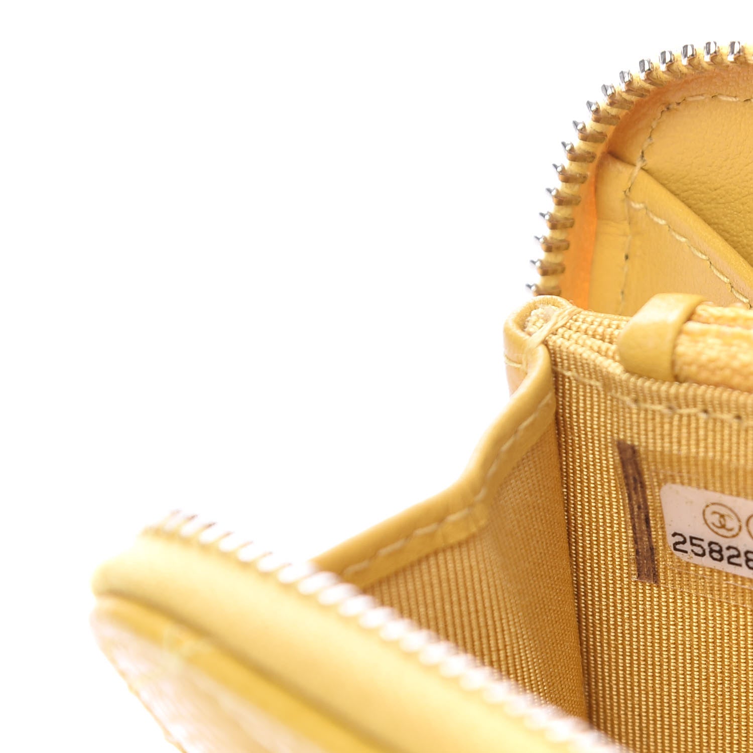 Chanel Caviar Quilted Small Zip Around Wallet Yellow 10 of 12