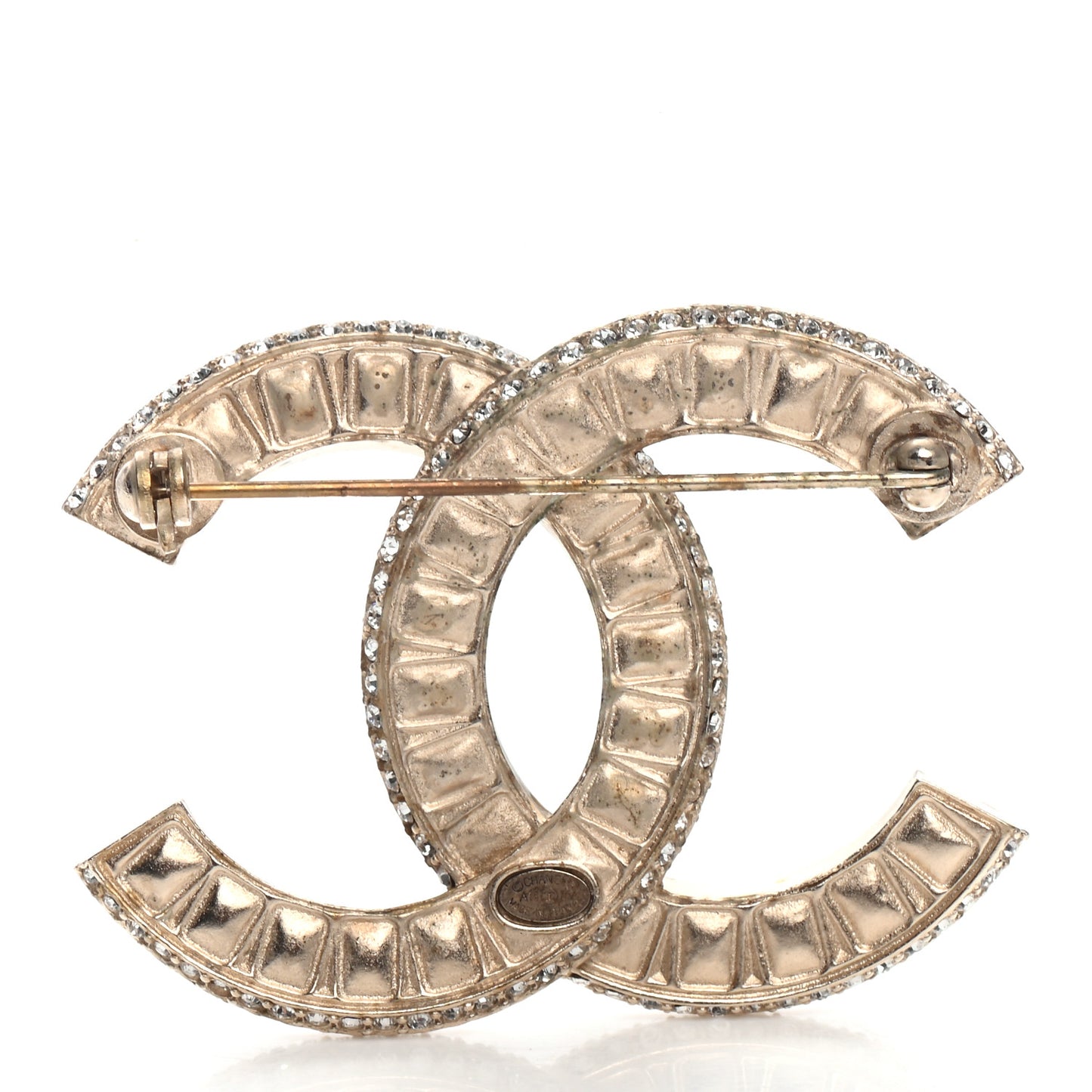 Baguette Crystal CC Brooch Gold