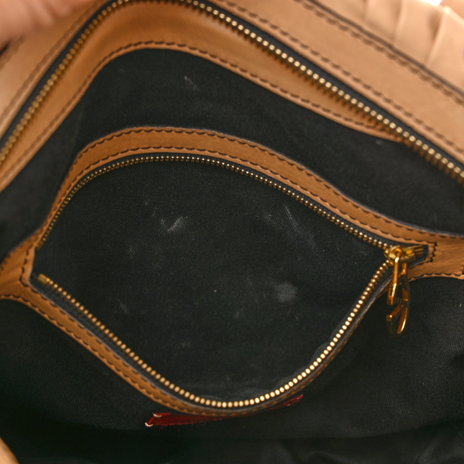 Valentino Garavani Lambskin Pleated Studded Maizeon Tote Tan 11 of 16