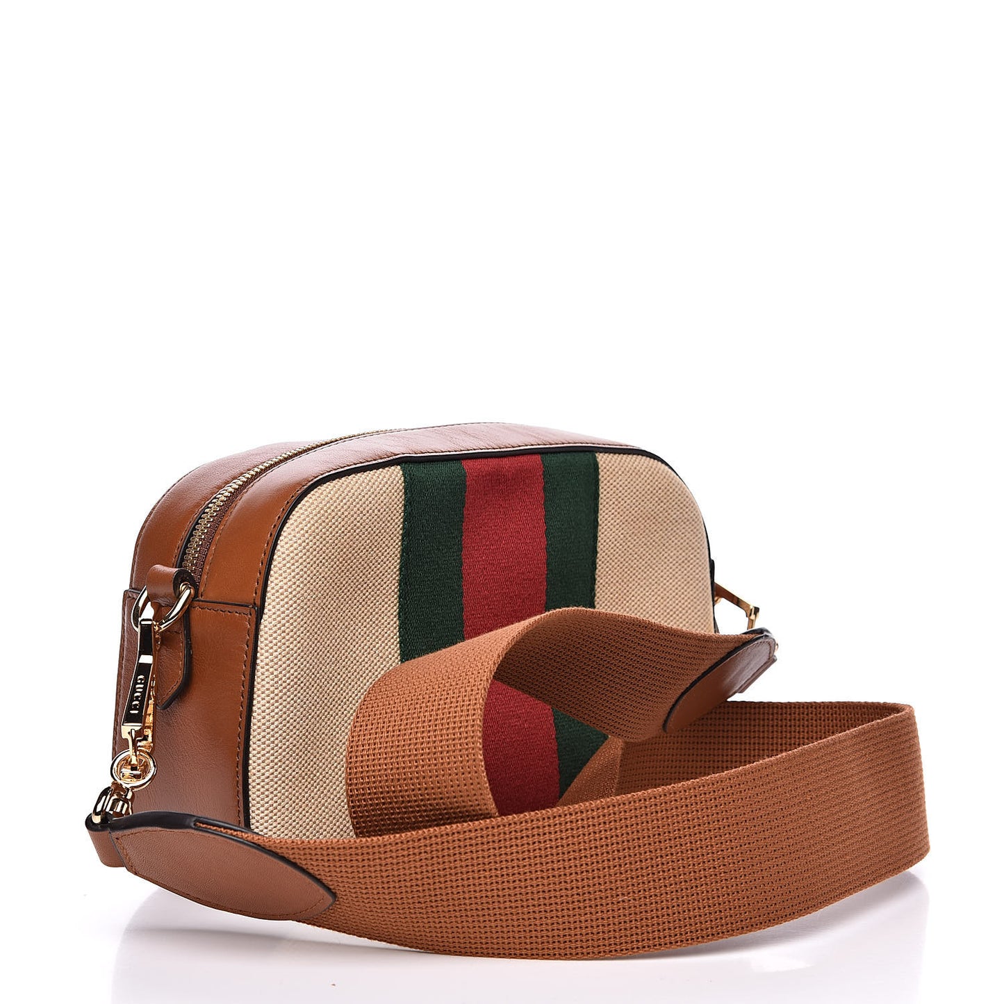 Vintage Canvas Web Shoulder Bag Sand Cuir