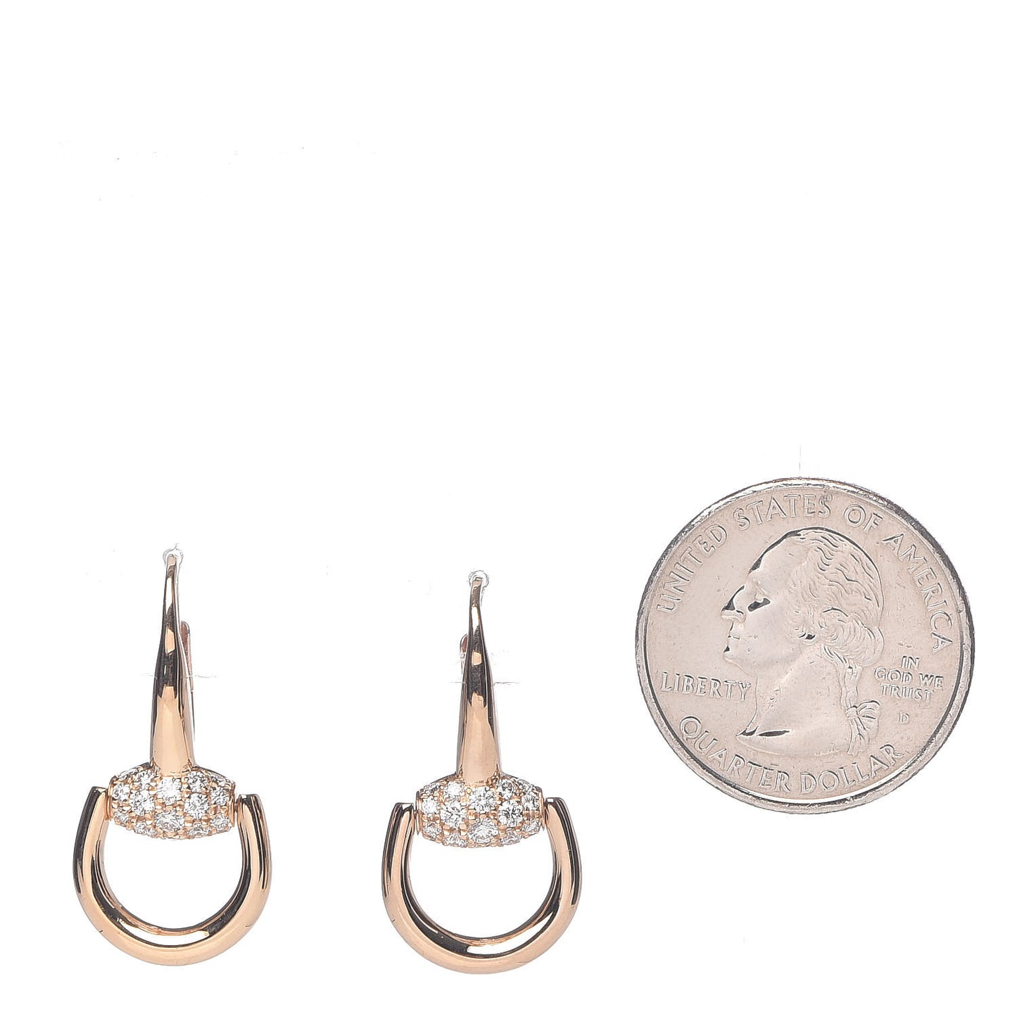 18K Rose Gold Diamond Horsebit Drop Earrings