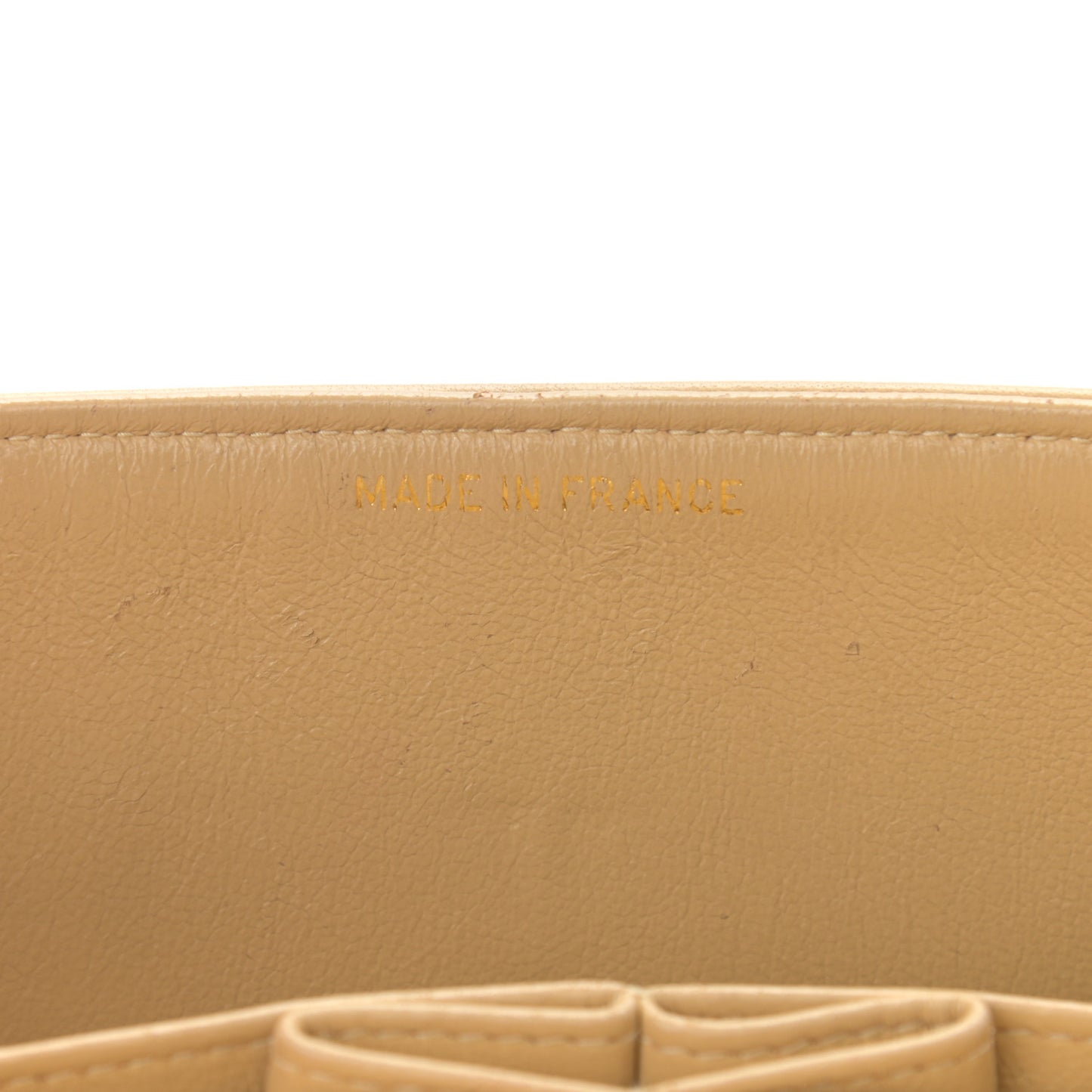 Lambskin Quilted Medium Double Flap Beige