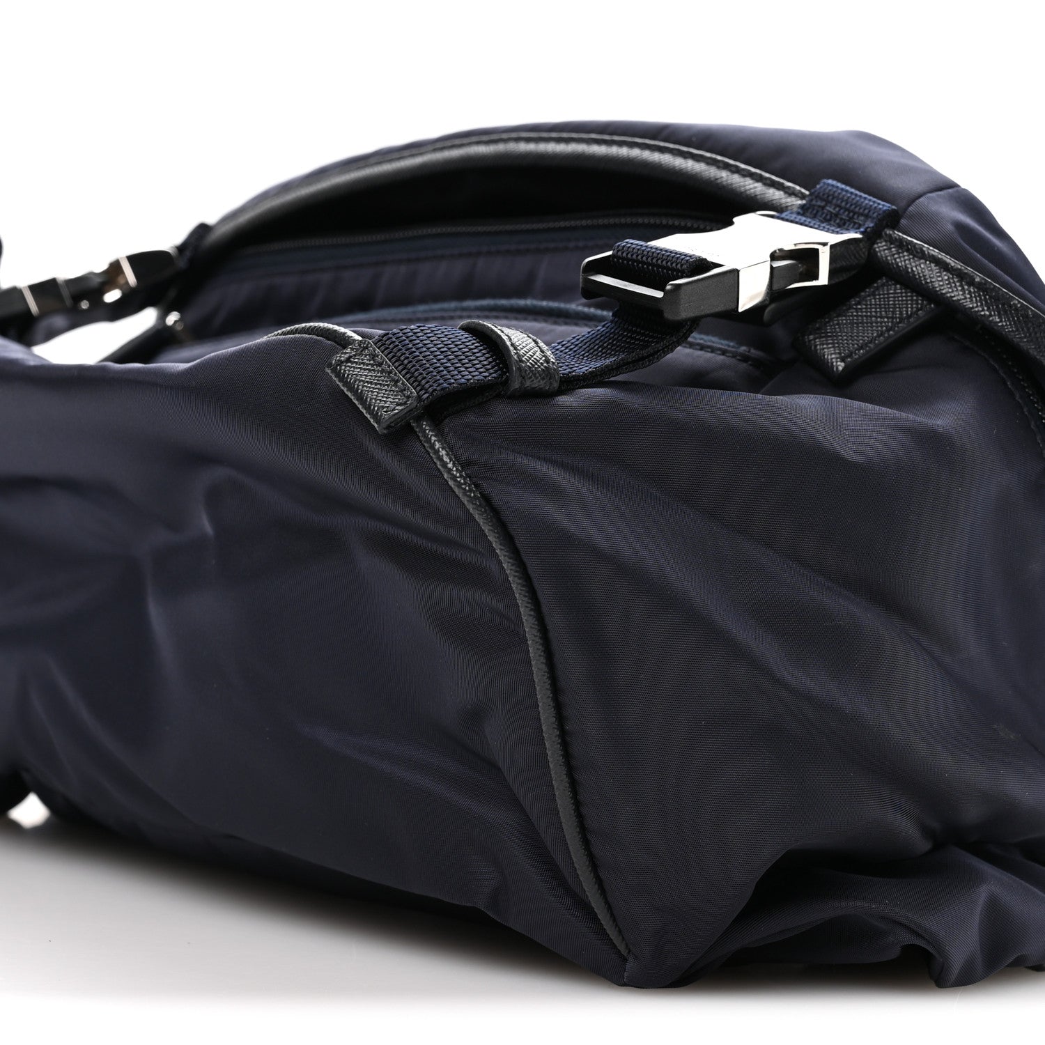 Prada Re-Nylon Saffiano Double Snap Buckle Zip Flap Shoulder Bag Bleu 11 of 11