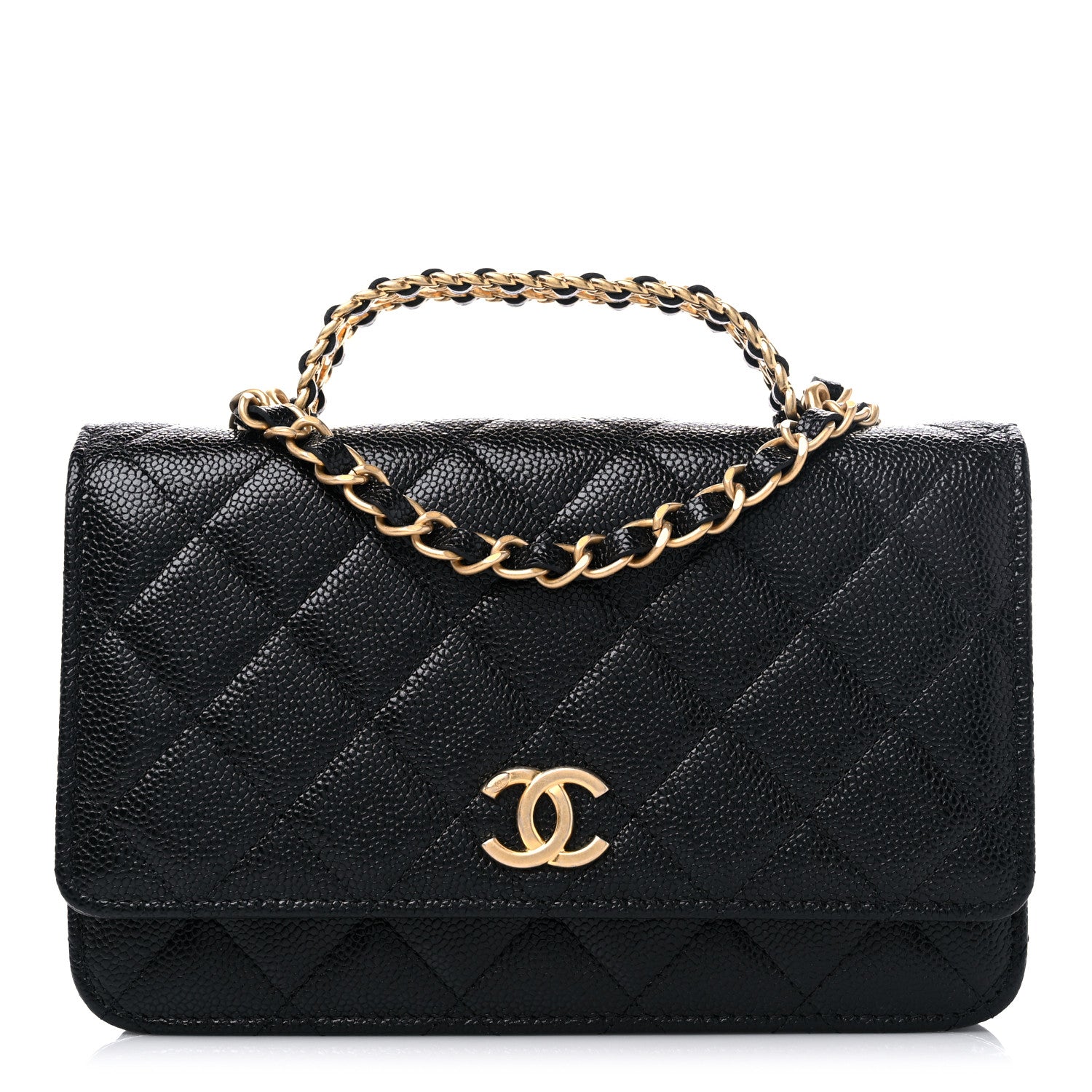 Chanel Shiny Caviar Quilted Pick Me Up Wallet On Chain WOC Black 1 of 11