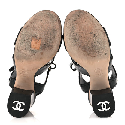 Chanel Lambskin CC Turnlock Sandals 40 Black 7 of 13