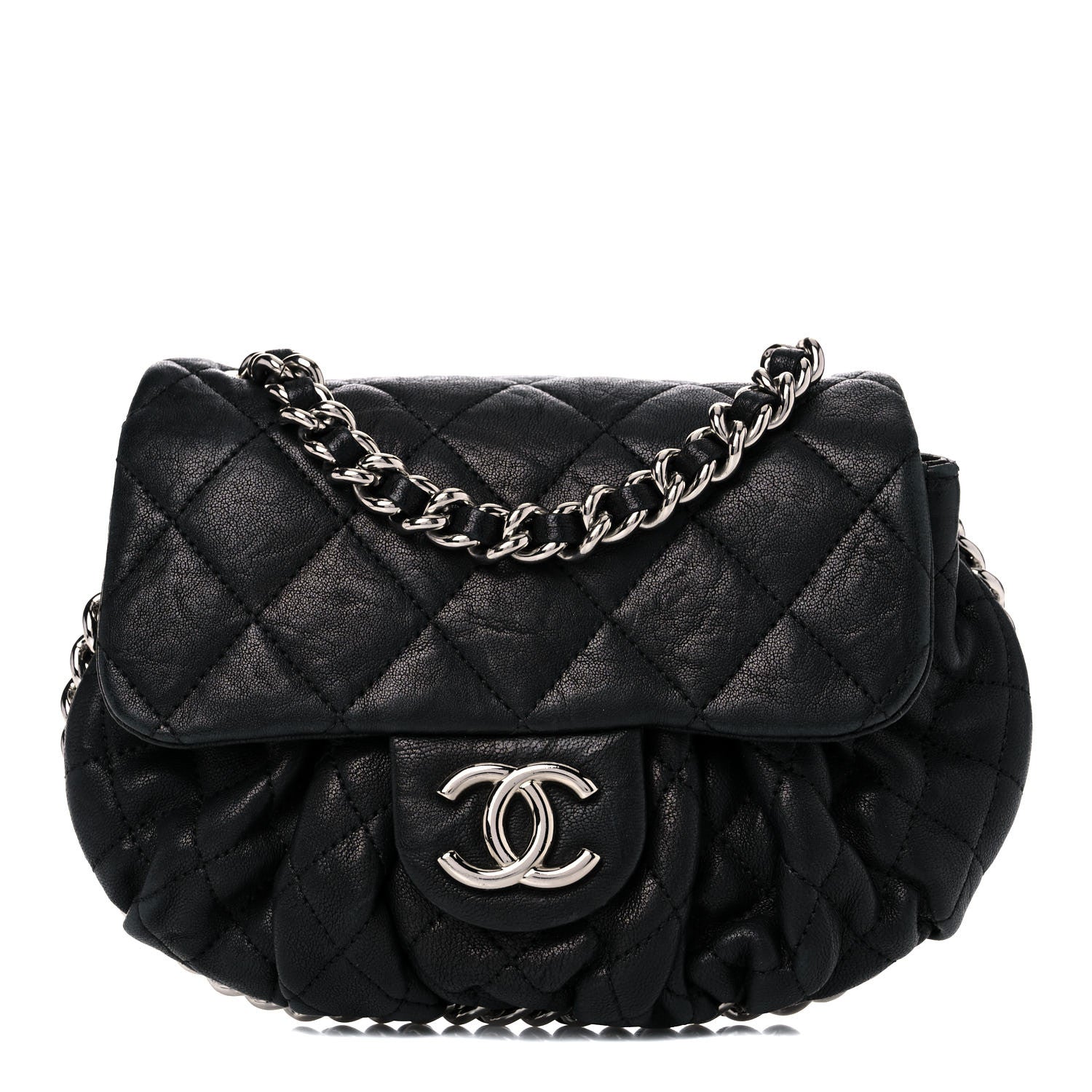 Chanel Washed Lambskin Quilted Medium Chain Around Messenger Black 1 of 14