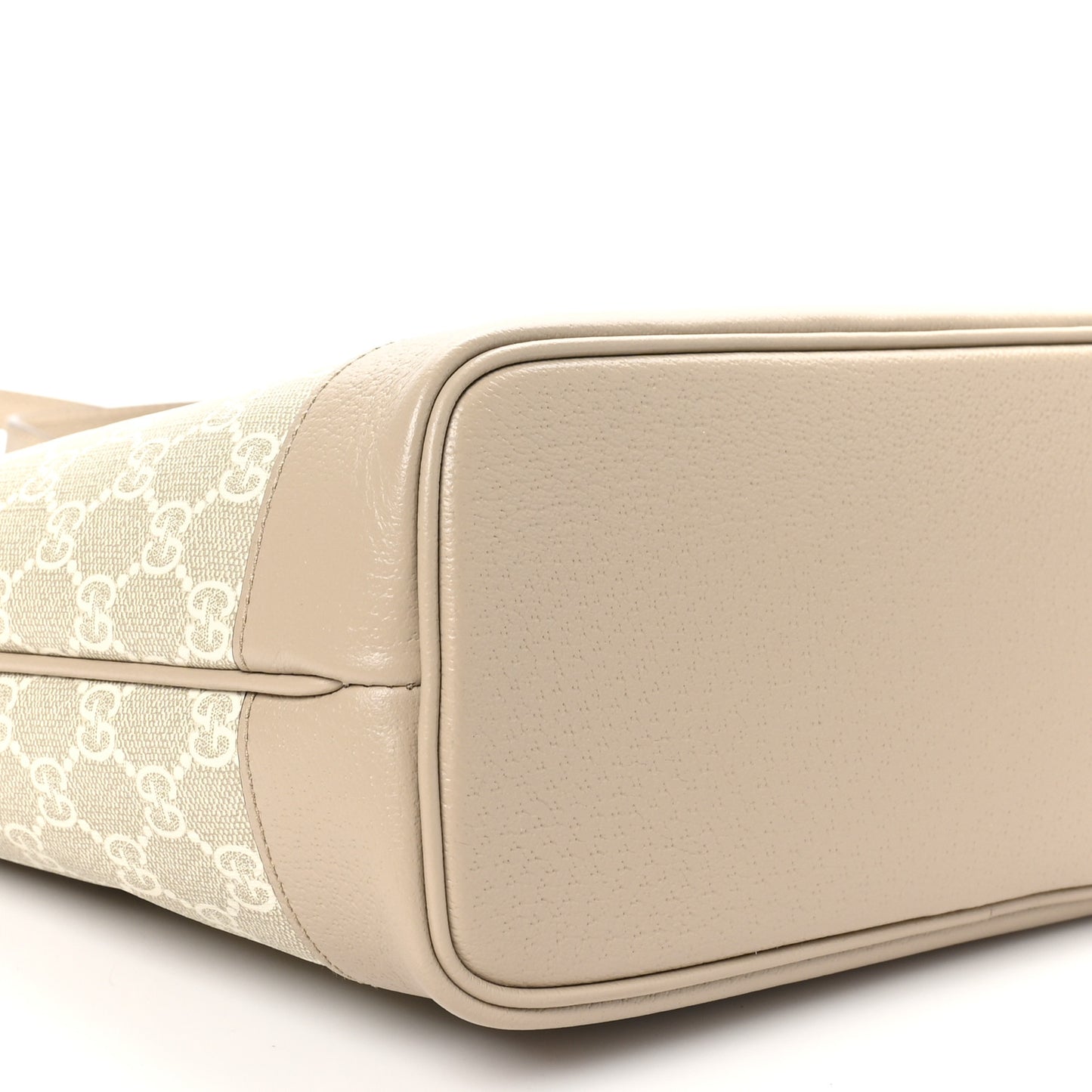 GG Supreme Monogram Textured Dollar Calfskin Small Ophidia Shoulder Tote Bag Beige Mystic White Oatmeal