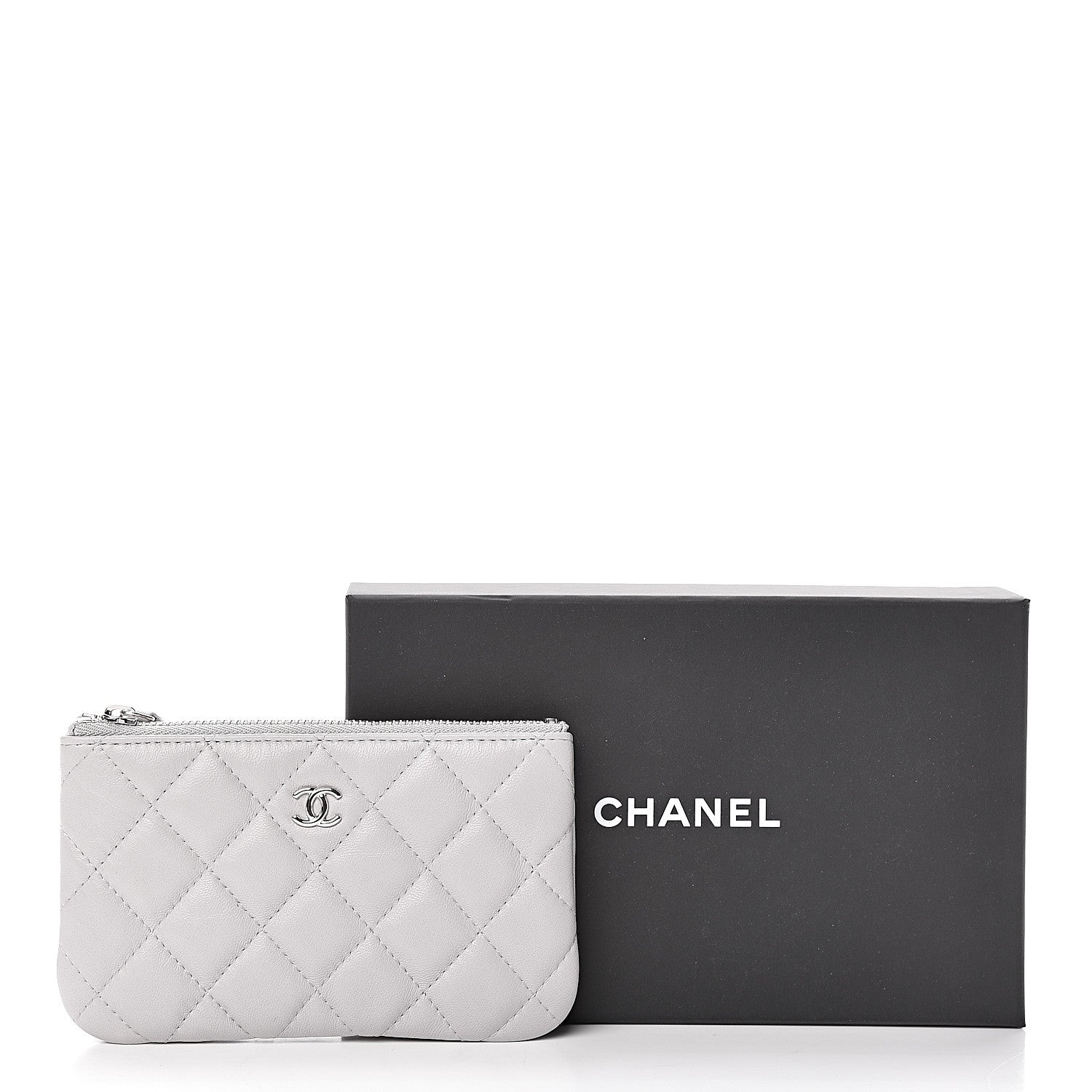 Chanel Lambskin Quilted Small Cosmetic Case Light Grey 8 of 8