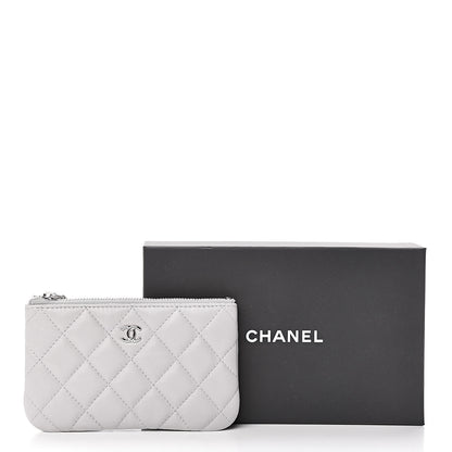 Chanel Lambskin Quilted Small Cosmetic Case Light Grey 8 of 8