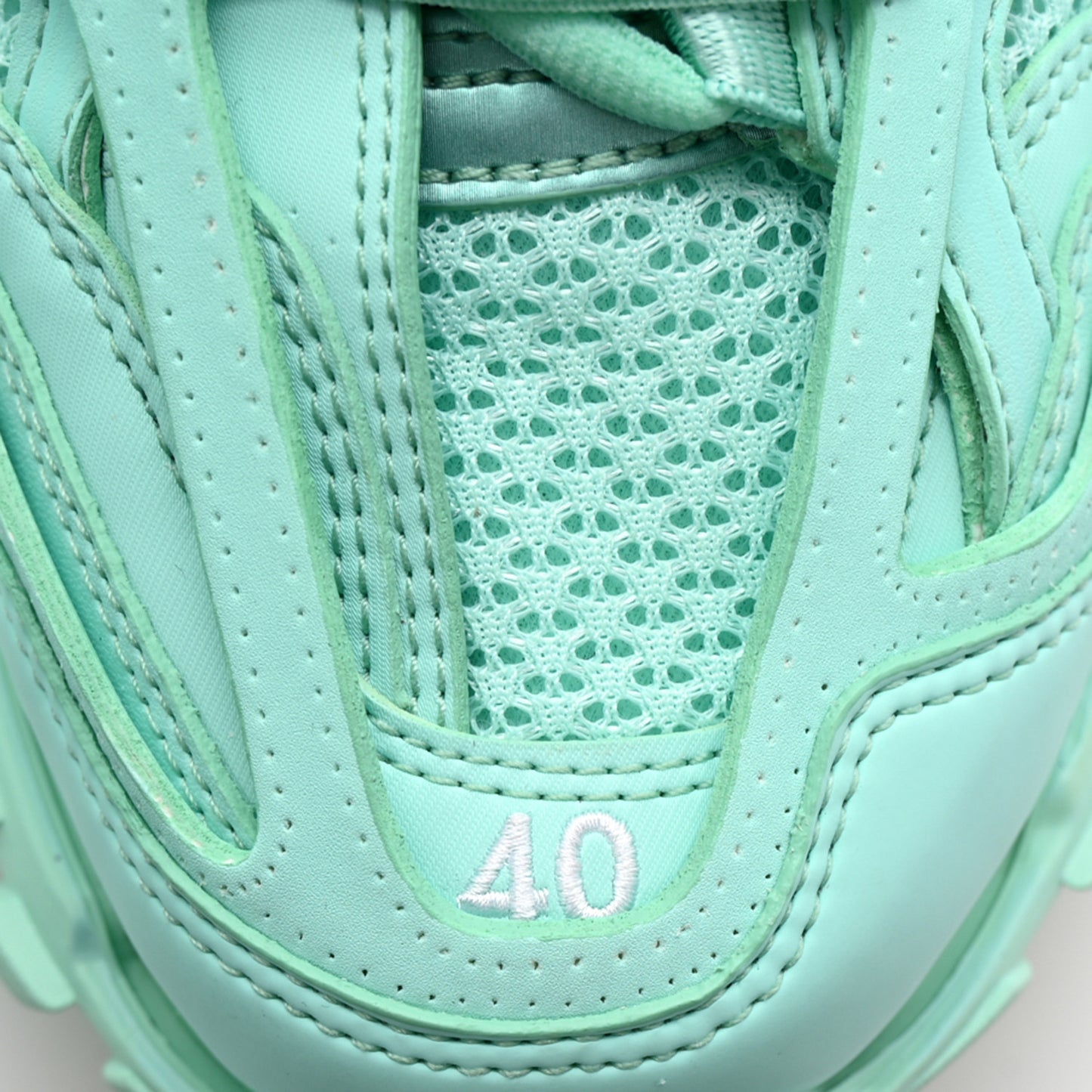 Rubber Mesh Fabric Monocolor Recycled Sole Womens Track Sneakers 40 Mint