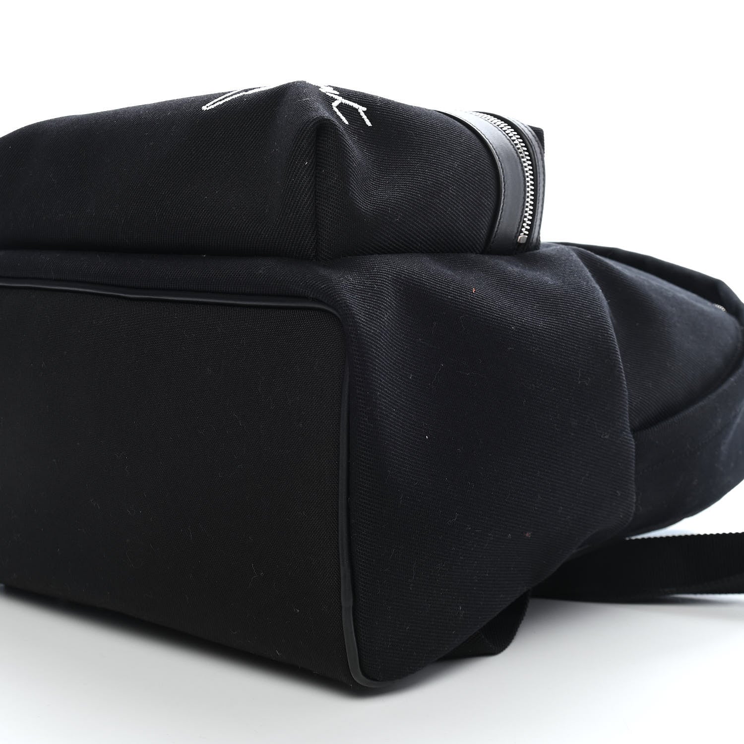 Saint Laurent Canvas Signature Embroidered City Backpack Black 7 of 7